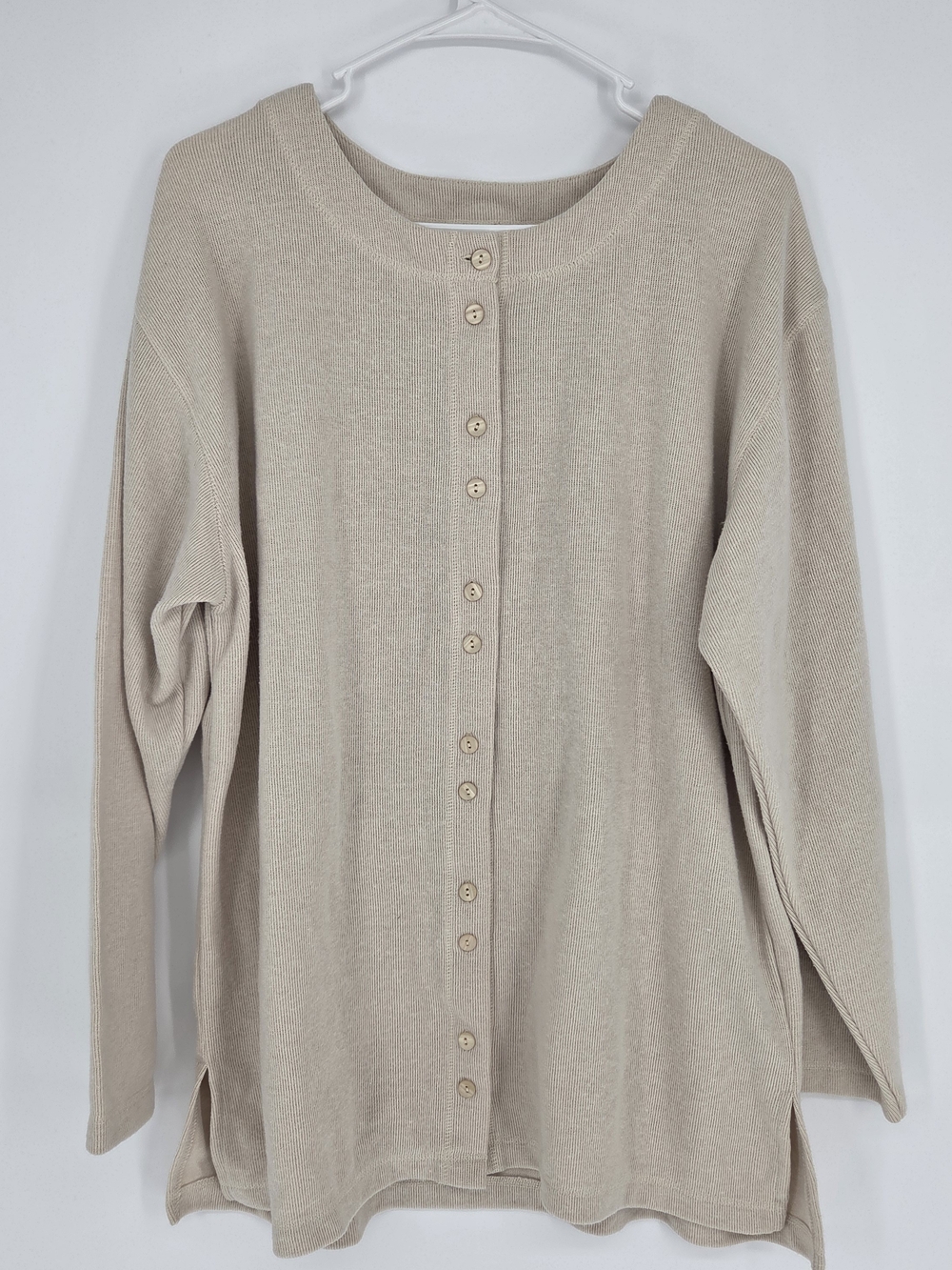 Fashion Bug Womens Beige Knit Cardigan Sweater Long Sleeve Button Up Large
